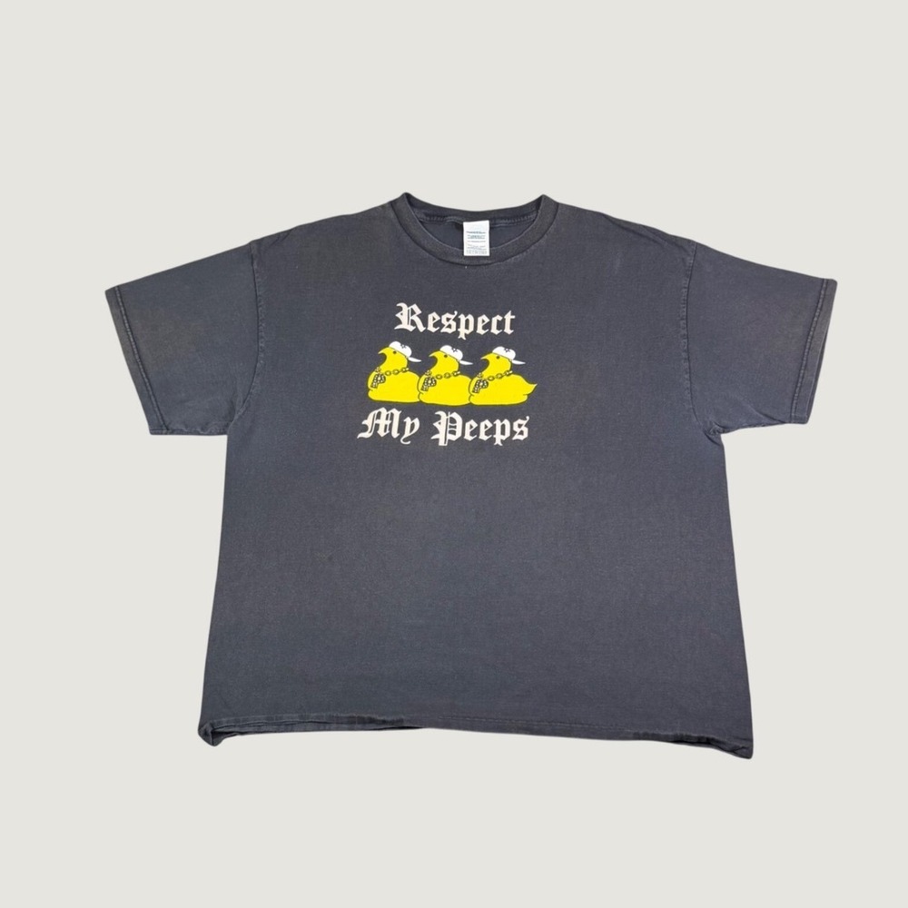 Respect My Peeps Graphic T-Shirt Mens XL Black Funny Marshmallow Chicks Tee